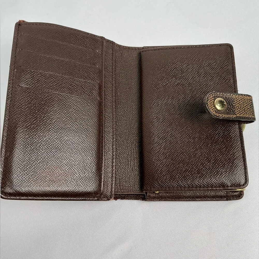 Louis Vuitton Damier Ebene Canvas Checkered Wallet kiss lock
